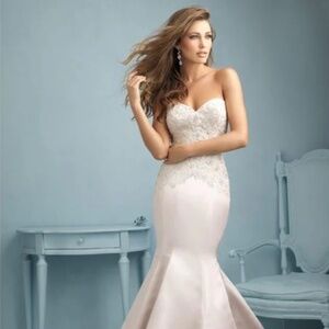 Allure Bridals 9221 Mermaid Wedding Dress Sz 10 Champagne NWT $1,573 Original